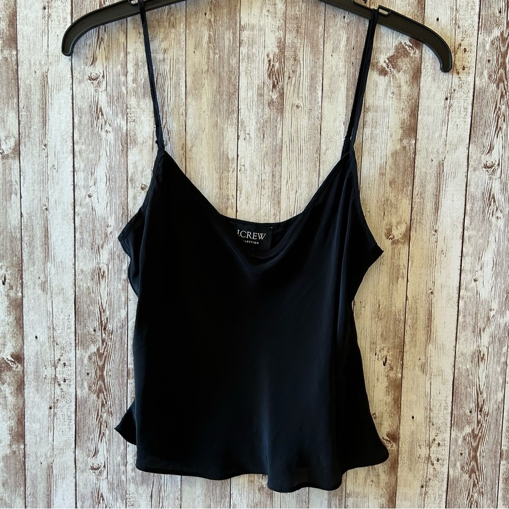 J.Crew V Neck Camisole Silk Tank Top Size Small Black